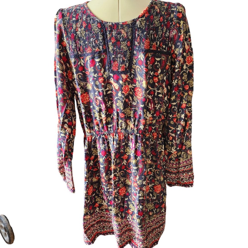 Pepe Jeans Floral Bohemian Embroidered Long-sleeve Dress